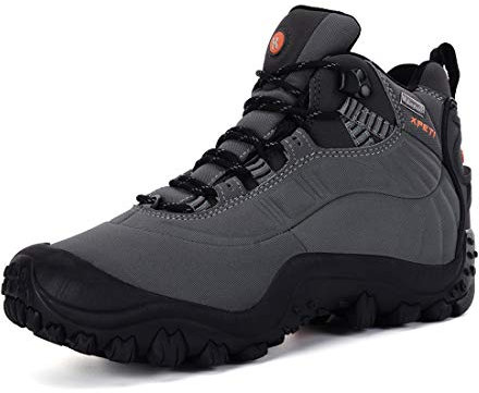 XPETI Mens Walking Boots Hiking Boots Men Waterproof Summer Vegan Trekking Mountain Safety Shoes Lightweight 6 Mid Rise Grey Size 8.5 UK