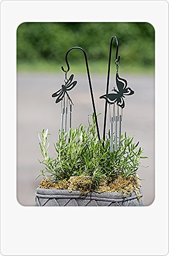 Klangspiel Metall Topfstecker mit Glockenspiel 1 Gartenstecker sortiert,1x Libelle oder 1x Schmetterling