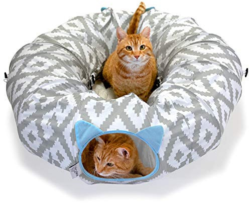 Kitty City Großes Katzentunnelbett, Katzenbett, Pop-Up-Bett, Katzenspielzeug, Weiß