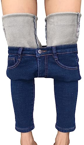 heipeiwa Womens Winter Jeans Fleece Lined Jeans Thermal Thick Skinny Denim Pants Slim Stretch Warm Jeggings Blue
