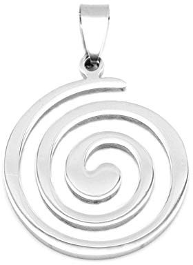 BlackAmazement Anhänger 316L Edelstahl Schnecke Wirbel Swirl Kelten 500mm Lederband Halskette Silber Gold Damen Herren (Anhänger mit Kette)