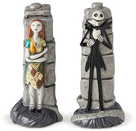 Enesco 6002274 Disney Ceramics Nightmare Before Christmas Jack and Sally Salz- und Pfefferstreuer, 9,5 cm
