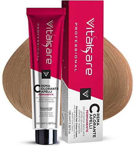 Vitalcare Professional - Colorazione Permanente Professionale, Crema Colorante Capelli, Tintura Capelli con Proteine della Seta, n° 8/32, Biondo Scuro Beige, 100ml