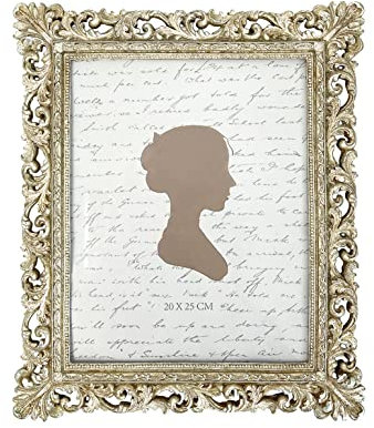 Sunlit Vintage Bilderrahmen 20,3 x 25,4 cm, Luxus Antik Fotorahmen mit Glasfront, Foto-Display, Tisch-Wandbehang, Geschenkideen, Antik Silber
