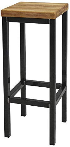 1 Original-BestLoft® Barhocker New York Handmade Industriedesign Loft Stahl Holz Eiche massiv (Hell Natur, 65cm)