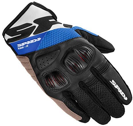 SPIDI, Flash-R Evo, Herren-Motorrad-Handschuhe, schützend & strapazierfähig, Sommerhandschuhe, wasserdicht & rutschfest, Touchscreen-tauglich, durchschnitt. Gewicht 0,1 kg, Schwarz und Blau, Größe XL