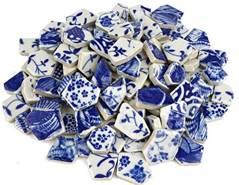 Lanyani - Set di piastrelle in ceramica rotte, in porcellana bianca, per lavori di artigianato a mosaico, 28 x 28 cm