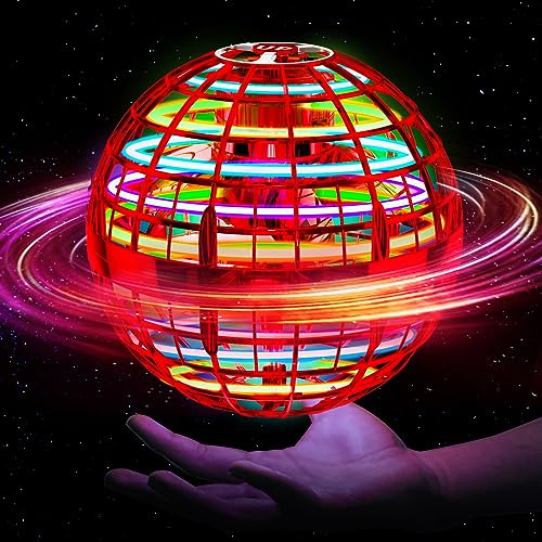 Ivtivfu Flying Orb Ball (Red, 2025 Upgraded) with Dazzling Lights, Magic Hover Spinner, Cool Boomerang Drone, Floating Cosmic Globe, Kids Outdoor Toys, for 6 7 8 9 10 Year Old Boys Girls