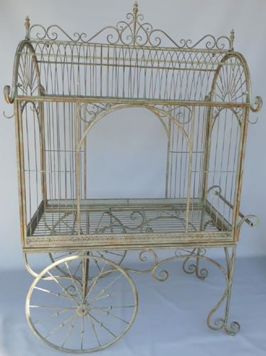 Casa Padrino Jugendstil Blumenwagen Rustikal Grün 140 x 95 x H. 210 cm - Nostalgischer Pflanzenwagen - Rustikale Garten & Terrassen Deko Accessoires