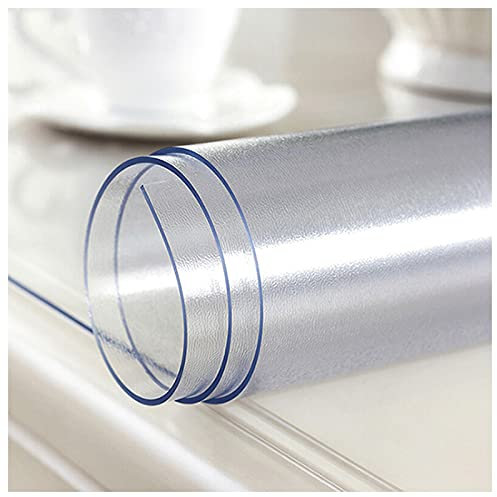 Matte Transparent Tischdecke,Tischfolie Durchsichtig Abwaschbar Weich PVC Folier,für Garten/Esszimmer/Büro,Wasserdicht,Ölbeständig, Viele Größen (Dicke:2mm,Größe:60x120cm/23.6x47.2in)
