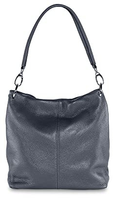 Cas8 Shopper Tasche Damen PAOLA - Schultertasche, Handtasche, Umhängetasche aus premium Leder, handbag mittelgroß, Beuteltasche, Tote Bag, made in Italy, Blu