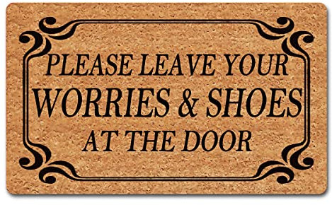 Funny Welcome Entrance Way Door Mat Decor Indoor Welcome Mat 18(W) x 30(L)Please Leave Your Worries And Shoes At The Door Funny Doormat Personalized Front Porch Decor Mats No Slip Novelty Gift Mat