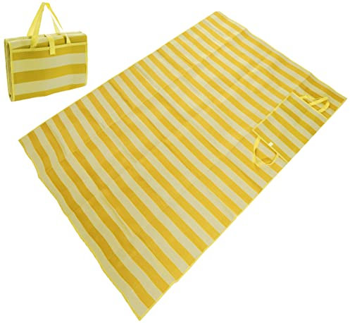 matrasa Strandmatte gestreift 150 x 200 cm Strohmatte aus Kunststoff - wasserabweisend - XXL (Gelb)