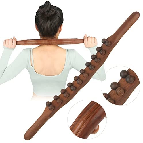 Wood Therapy Massage Roller Stick Body Sculpting Tools Fascia Blaster Lymphdrainage Anti Cellulite Massagegerät Linderung Bauch Nacken Bein Rücken Taille Schmerzen Selbstmassage Werkzeug (20 Perlen)