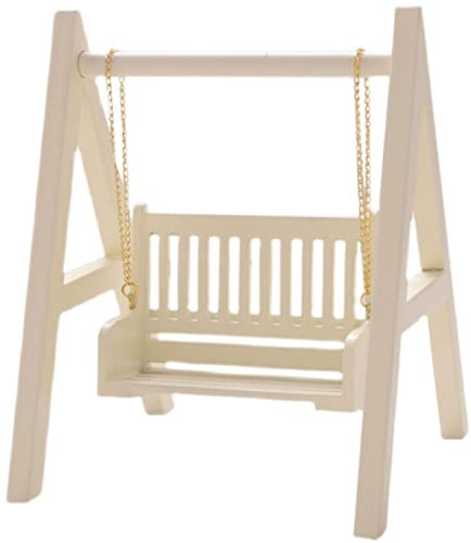 1/12 Miniature Porch Swing Dollhouse Garden Swing Wooden Swing for Dolls Wooden Doll Swings Dollhouse Outdoor Furniture Accessories