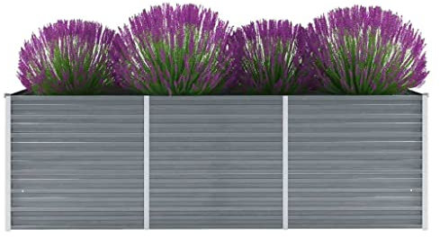 WIFESE Lit SuréLevé De Jardin Acier Galvanisé 240x80x77 Cm Gris Jardinieres Exterieur Jardiniere Bois Jardiniere Balcon Carré Potager Bacs ã Fleurs Rectangulaire