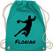 Turnbeutel Rucksack - Geschenke Handball Zubehör - Handballer Silhouette mit Name - Unisize - Türkis - für tasche personalisiertes beutel turnsack stoffbeutel sportbeutel turnsackerl