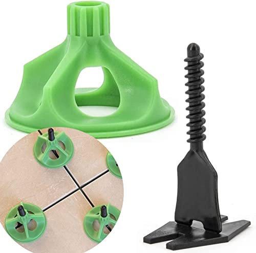 RENOPAX Fliesen Nivelliersystem für Profis und Laien - Fliesenverlegehilfe 2mm Fugen - Fliesenverlegesystem - Fliesenleger Set für 6-16mm Fliesen (Start Set XXL 200x Zugh. + 400x Gewindel.)