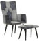 vidaXL Sessel mit Hocker, Stuhl für Wohnzimmer Schlafzimmer Lounge, Polsterstuhl zum Lesen Fernsehen Entspannen, Relaxstuhl TV Sessel, Grau Echtleder Canvas