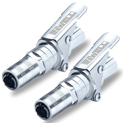 Inwell Locking Grease Gun Coupler (2 PC),Duty Quick Release Grease Couplers,18mm Head,Upgrade to 14000 PSI,Compatible with All Grease Guns 1/8 NPT Zerk Fittings