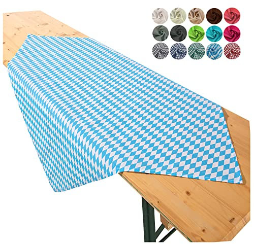 heimtexland ® Tischdecke Bierzeltgarnitur Biertischdecke Garten Tischdeko Oktoberfest Mitteldecke Typ861 Bayrisch Raute 90x90 cm