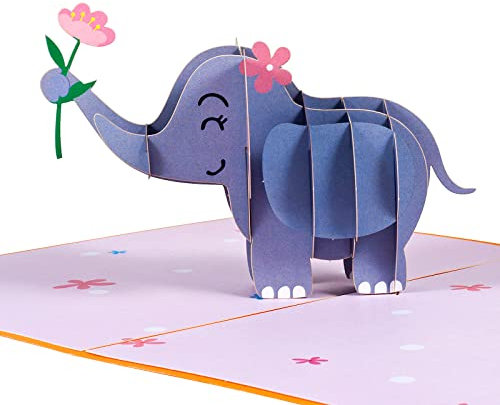 Pop Up 3D Elefant,Geburtstagskarte,Glückwunschkarte,Freundschaftskarte,Geschenkkarte,Überraschungskarte,Ermutigungskarten mit Süßer Elefant