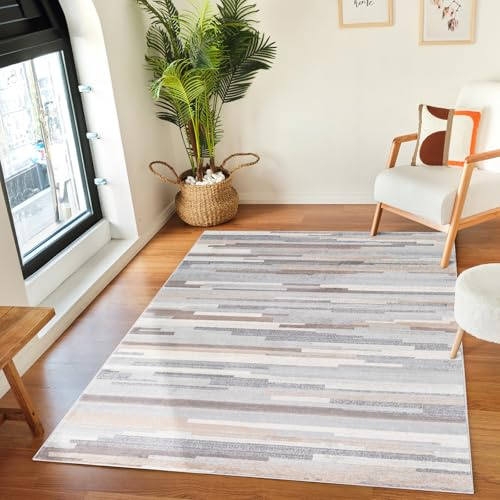 Livabliss Granada Abstract Rug - Area Rugs Living Room 120x170 cm, Dining Room, Lounge, Kitchen, Bedroom - Modern Marble Large Rug, Soft Luxurious Easy Care Medium Pile, Grey, Tan and Ivory