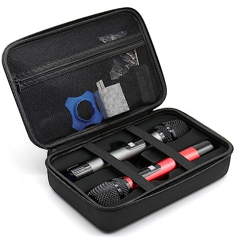 YOTESO Wireless Microphone Case, Dual Wireless Microphone Storage Box, Hard EVA Mic Carrying Case, Dual Mic Bag with EVA Hard Shell Exterior Compatible with 10.5 x2 Dual Wireless Mic-Case Only