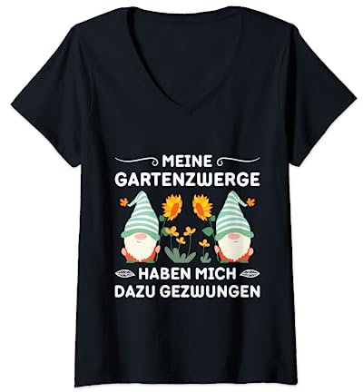 Damen Gartenzwerg Für Gartenzwerg Liebhaber Gärtner Lustige Zwerge T-Shirt mit V-Ausschnitt