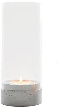 GODELMANN Windlicht aus Beton + Glas handgefertigt in Grau - Ø10cm Höhe 23cm - Kerzenhalter I einzeln oder Set I Teelichthalter - Made in Germany
