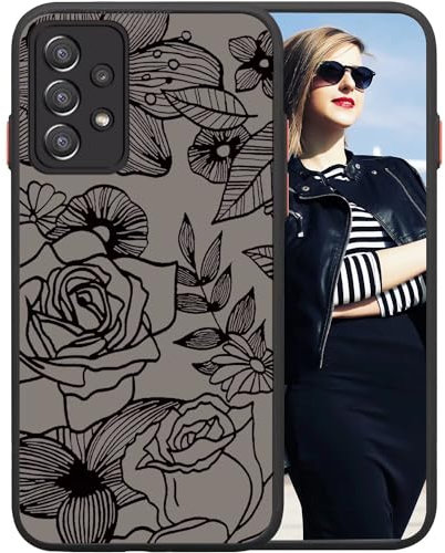 POUHYE Handyhülle für Samsung Galaxy A72 Hülle, Weiche Silikon Stoßfeste Schutzhülle Case, Matte durchsichtige Anti-Kratzer PC Rückseite Volle Kamera Schutzabdeckung 3D Rose Muster Print Design