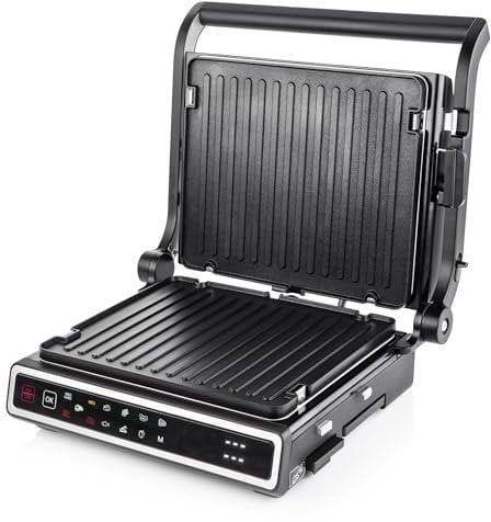 Vitinni Health Grill and Panini Press, 12 Pre-set Functions, Sandwich Toaster and Waffle Maker, Electric Grill Suitable for Indoors, Grill and Griddle, Dual Control, Included Temperature Probe