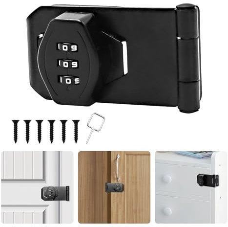 Latch Combination Lock, Wieat 3 Digit Home Cabinet Combination Lock, keyless Rotary Open Combination Lock for Drawers, cabinets, Filing cabinets, Small Doors, Grain bin Doors, Filing cabinets