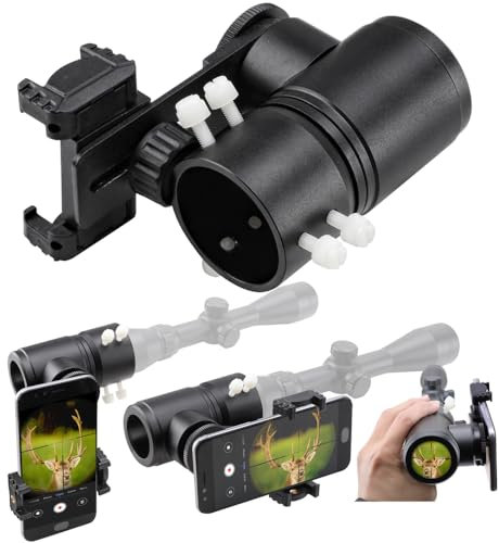 Starboosa Adaptador de cámara de montaje de alcance – Marco de aluminio para cámara de smartphone y adaptador de fotos – ángulos dobles para observación – Compatible con ocular de diámetro exterior de