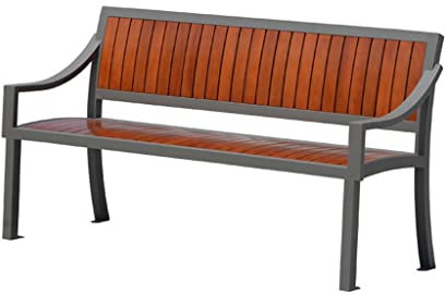 LUNIZ Garden Bench Park Chair Outdoor Stainless Steel Bench Outdoor Garden Wrought Iron Leisure Chair Outdoor Wooden Balcony Seat Patio Seating for Park