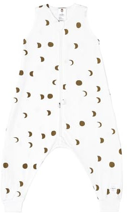 LÄSSIG Kinder Schlafoverall mit Beinen 0,5 TOG atmungsaktiv aus Jersey mit TENCEL™ Lyocell/Sleeping Jumper Moon milky, Größe 86/92