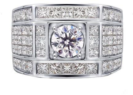 Skcess 18 Karat Weißgold Eternity Ring Weiß Erstellter Diamant Runden, Damenringe Luxuriöser Stil mit 0,5 Karat Diamant Ring Damen Größe 50 (15.9)