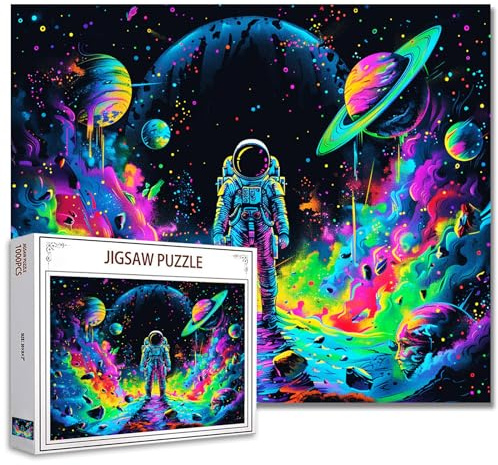 Outer Space Jigsaw Puzzles for Adults,Galaxy Nebula Painting 1000 Piece Jigsaw Puzzle Astronaut Decoration Puzzles Game Family Activity Perfect for Game Night 27 x 20 Inches