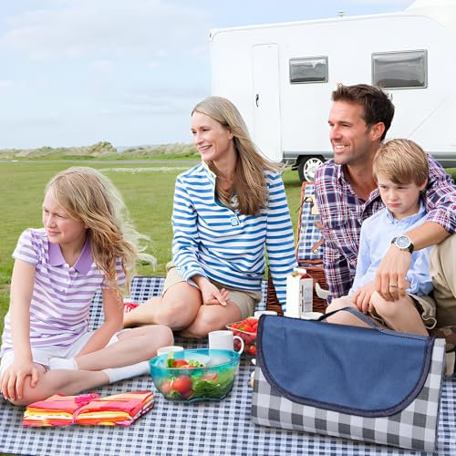 TFSZE Picknickdecke,150 x 200cm Faltbare Picknickdecke Wasserdicht,Tragbare Extra Große Stranddecke,Campingdecke Sanddichte Isoliert mit Tragegriff,Picknick/Camping/Beach/Park(Marineblaues)