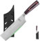 FULLHI Couteau Nakiri, couteau japonais multicolore de 7 pouces avec étui, couteau de cuisine en acier inoxydable pour la cuisson de la viande et des légumes avec protection (Bois café)