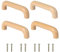 SWAWIS 4 Stück Holzgriffe, 96mm Möbelgriffe Holz, Schubladengriffe Holz Bogenförmig, Türgriff Küchenschränke mit Schrauben, Schrankgriff Holz für Schränke Schubladen Möbel Küchen