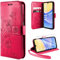ivencase Handyhülle für Samsung Galaxy A15 4G/5G Hülle mit 1 Stück Hartglas Schutzfolie, Flip Lederhülle Tasche Case Magnet Kartenfach Schutzhülle für Samsung Galaxy A15 (Rose Red)