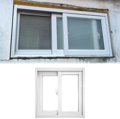 Fenster Window Kellerfenster Schiebefenster 50 60 66 80 86 Cm Breites Schiebefenster Mit Glas Und Fliegengitter, Horizontales Schiebekellerfenster Für Spielhaus/Hühnerstall/Garagen/Keller/Toiletten(Wx