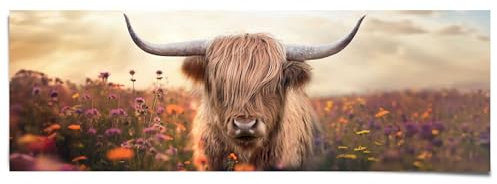 REINDERS Poster, Spring Highlander, Wohnzimmer, Bilder, Wanddeko, Room Decor, 170 gr. glänzend Bilderdruckpapier, Braun, 53 x 158