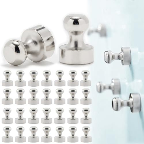 Belegao 30PCS Fridge Magnets Strong, Small Magnetic Push Pins Neodymium Magnet Heavy Duty for Kitchen Refrigerator, Whiteboard, Noticeboard, Home, Office and School Map, Memos, Photos, Crafts(Sliver)