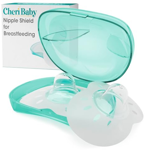 CheriBaby Contact Brusthütchen, Kontakt-Hafner für Stillen bei Saugproblemen oder flachen/invertierten Brustwarzen, 1 Paar mit Transportetui, 100% lebensmittelechtes Silikon, BPA/BPS-frei (M)