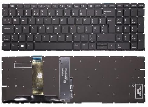 AJPARTS UK New Laptop Keyboard for HP ProBook 450 G8 G9 455 G8 G9 650 G8 Backlit UK Layout English Keyboard QWERTY without Frame