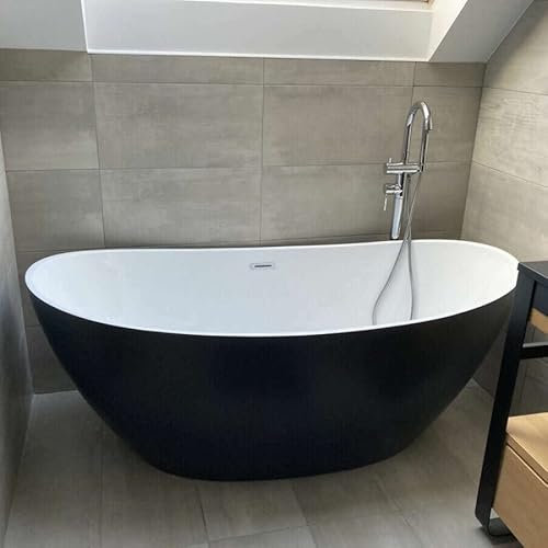 Maya - Baignoire Îlot Ovale Noir en Acrylique 150cm - Design Moderne