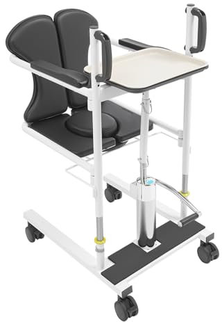 Caskunbsy Aufzug Transfer Stuhl,Patientenlift-Transferstuhl,Tragbarer Patientenlift-Rollstuhl, hydraulischer Patientenlift-Stuhl Sitzhöhe einstellbar