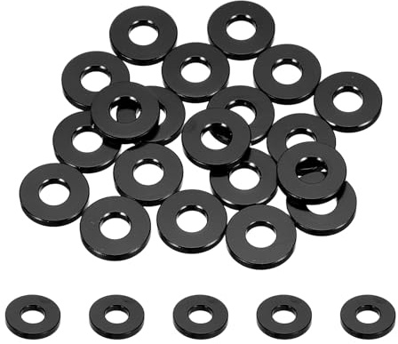 sourcing map 20pcs M5 Flat Washer Aluminum Gasket Anodized Countersunk Washer,Hole Dia 5mm/0.2 Round Washers for Screw RC/FPV/PC/Drone/Mechanical Accessories Model Parts,(Black)